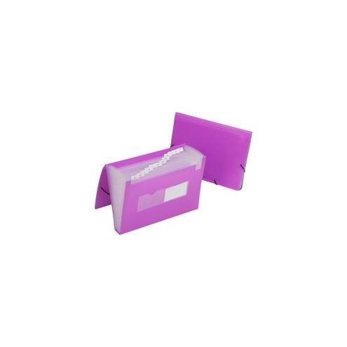 SKILCRAFT 12-tab Poly Expanding File Folder - Letter - 8 1/2" x 11" Sheet Size - Straight Tab Cut - Poly - Purple - 1 Each