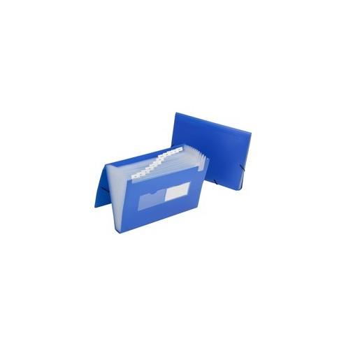 SKILCRAFT 12-tab Poly Expanding File Folder - Letter - 8 1/2" x 11" Sheet Size - Straight Tab Cut - Poly - Blue - 1 Each