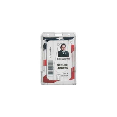 SKILCRAFT Dual ID Card Holder - Vertical - 3.4" x 2.1" x - 24 / Pack - Clear