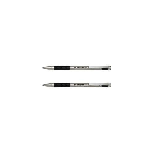 SKILCRAFT Retractable Ballpoint Pen - TAA Compliant - Fine Pen Point - 0.7 mm Pen Point Size - Conical Pen Point Style - Retractable - Black Oil Based Ink - Black Stainless Steel Barrel - 2 / Pack