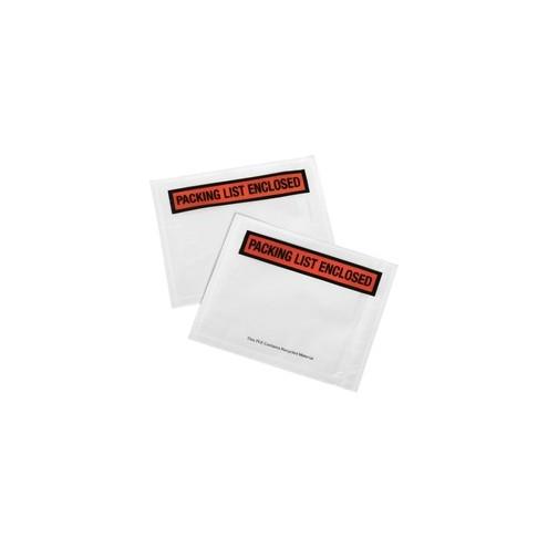 SKILCRAFT Side Load Packing List Envelopes - Packing List - 5 1/2" Width - Square Flap - Polyethylene - 100 / Box - White, Orange, Black, Clear - TAA Compliant