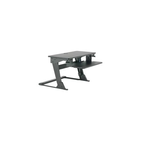 SKILCRAFT Sit Stand Workstation - 35 lb Load Capacity - 36" Width - Wood, Steel - Black - TAA Compliant