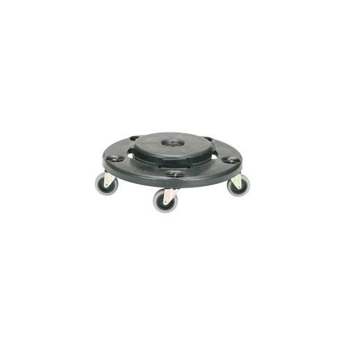 SKILCRAFT 20-55 Gallon Can 5-wheeled Round Dolly - 250 lb Capacity - 5 Casters - Plastic - 17.8" Length Height - Black, Gray - 1 Each
