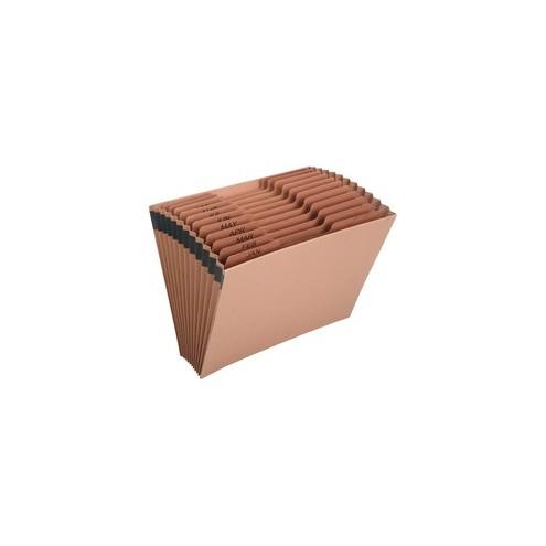 SKILCRAFT Monthly Tab Expanding File Organizer - Letter - 8 1/2" x 11" Sheet Size - 12 Pocket(s) - Brown - Recycled - 1 Each