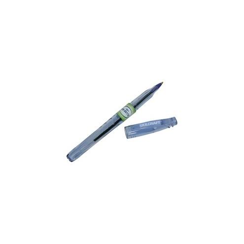 SKILCRAFT Fine Point Blue Ink Ballpoint Stick Pen - TAA Compliant - Fine Pen Point - 0.5 mm Pen Point Size - Conical Pen Point Style - Blue - Transparent Blue Barrel - 12 / Dozen