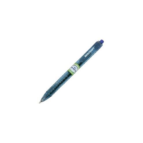 SKILCRAFT Blue Ink Retractable Ballpoint Pens - TAA Compliant - Medium Pen Point - 0.7 mm Pen Point Size - Conical Pen Point Style - Retractable - Blue - Transparent Blue Barrel - 12 / Dozen