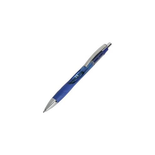 SKILCRAFT Vista Gel Ink Pen - Bold Pen Point - 1 mm Pen Point Size - Conical Pen Point Style - Retractable - Blue Gel-based Ink - Transparent Barrel - 12 / Dozen