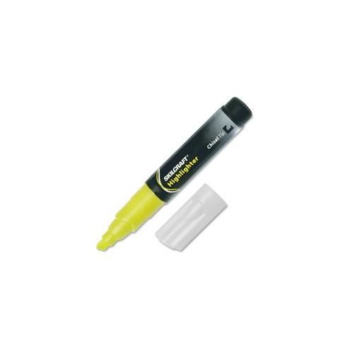 SKILCRAFT Chisel Tip Tube Type Fluorescent Highlighter - Bold Marker Point - Chisel Marker Point Style - Fluorescent Yellow - 1 Dozen