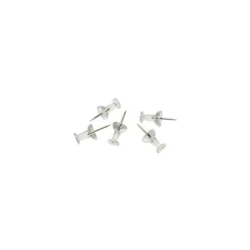 SKILCRAFT 3/8" Point Push Pins - 0.50" Head - 100 / Box - Silver - Steel, Plastic