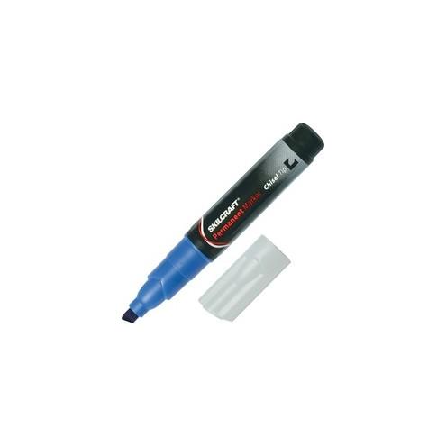 SKILCRAFT Tube Type Permanent Board Marker - Fine Marker Point - Chisel Marker Point Style - Blue - 12 / Dozen