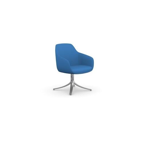 9 to 5 Seating Lilly Swivel Base Fabric Lounge Chair - Blue Fabric, Foam Seat - Blue Fabric, Foam Back - 19.50" Seat Width x 18" Seat Depth - 24.5" Width x 24" Depth x 34.5" Height - 1 Each