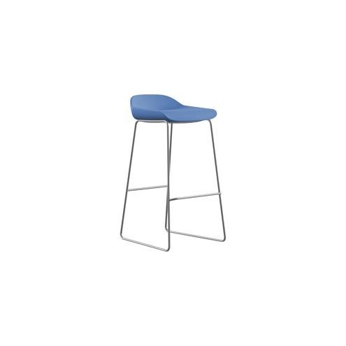 9 to 5 Seating Lilly Lounge Bar Stool - Blue Seat - Blue Fabric, Foam Back - Sled Base - 16" Seat Width x 12.50" Seat Depth - 16" Width x 16" Depth x 33" Height - 1 Each