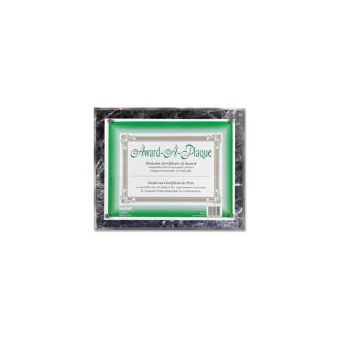 NuDell Woodgrain Award-A-Plaque - 13" x 10.50" Frame Size - Holds 11" x 8.50" Insert - Horizontal, Vertical - 1 Each - Acrylic - Black Marble