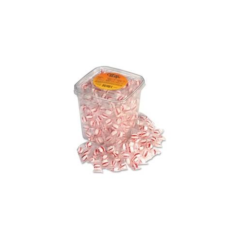 Office Snax Peppermint Puff Candy Tub - Peppermint - Resealable Container, Individually Wrapped, Breath Freshening - 2.75 lb - 1 Each Per Canister