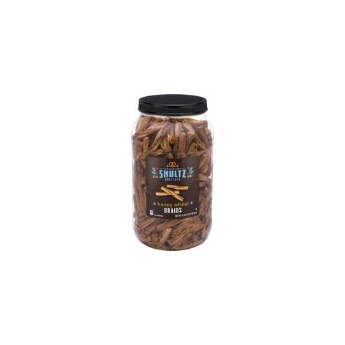 Office Snax Honey Wheat Braided Pretzels - Resealable Tub - Honey, Wheat - 1.50 lb - 1 Each