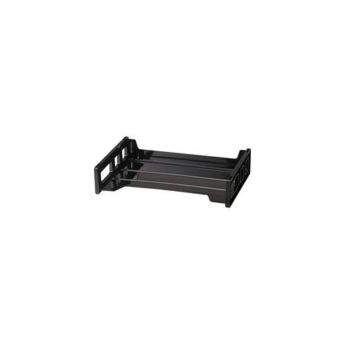 OIC Black Side-Loading Desk Trays - 2.8" Height x 13.2" Width x 9" Depth - Desktop - Black - 1Each
