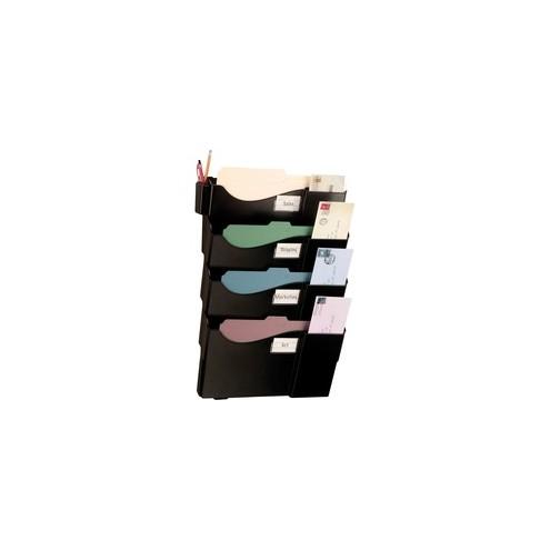 OIC Grande Central Wall Filing System - 4 Pocket(s) - 23.5" Height x 16.6" Width x 4.8" Depth - Black - 1 / Pack