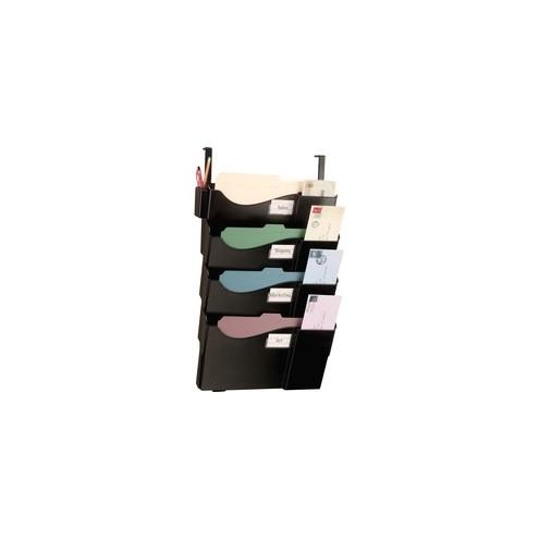 OIC 4-Pocket Grande Central Filing System - 4 Pocket(s) - 27.5" Height x 16.6" Width x 5" Depth - Black - 4 / Pack