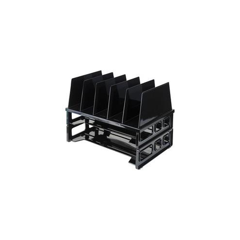 OIC Tray/Sorter Combo - 5 Compartment(s) - 10.3" Height x 13.5" Width x 9.1" Depth - Desktop - Black - 1Pack