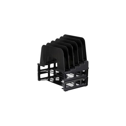 OIC Tray/Incline Sorter Combo - 5 Compartment(s) - 14" Height x 9.1" Width x 13.5" Depth - Desktop - Black - 1 / Pack