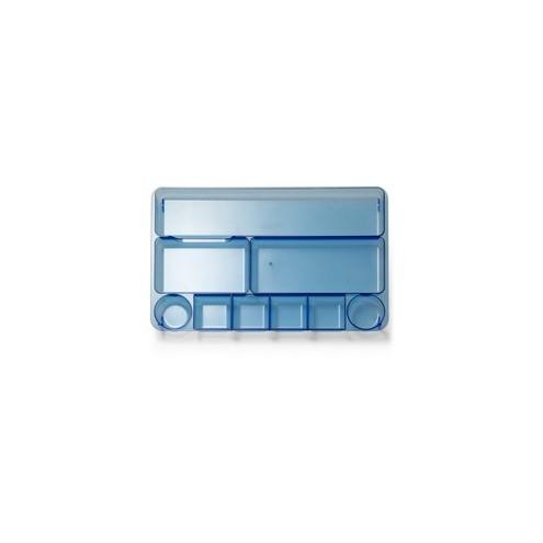OIC Blue Glacier 9-Compartment Drawer Tray - 9 Compartment(s) - 1.1" Height x 14" Width x 9" Depth - Desktop - Transparent Blue - 1Each