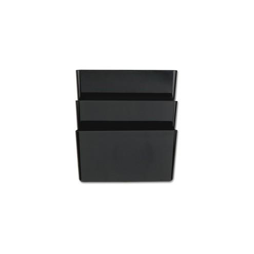 OIC 3-pocket Wall File - 3 Pocket(s) - 14.5" Height x 13" Width x 4.1" Depth - Recycled - Black - 3 / Pack