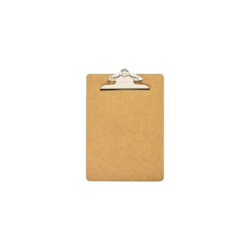 OIC Hardboard Clipboards - 1" Clip Capacity - 9" x 12 1/2" - Clamp - Hardboard - Brown - 1 Each