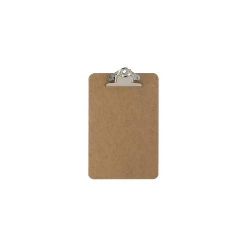 OIC Hardboard Clipboards - 1" Clip Capacity - 6" x 9" - Clamp - Hardboard - Brown - 1 Each