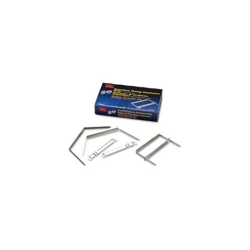 OIC 2" Premium Prong Fasteners Set - 2" Size Capacity - for Paper, Document, File, Folder - Heavy Duty, Corrosion Resistant, Durable, Strong - 50 / Each - Silver - Steel, Steel