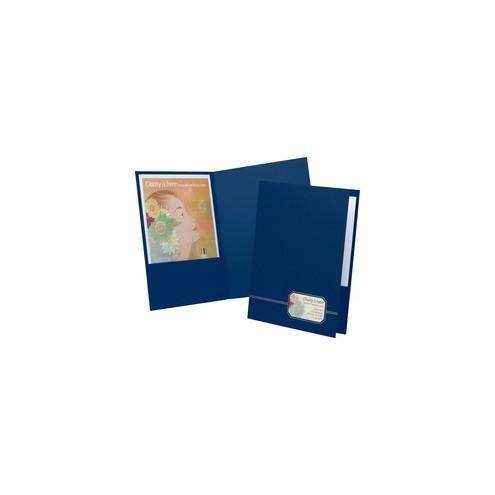 Oxford Monogram Executive Portfolio - 1/2" Folder Capacity - Letter - 8 1/2" x 11" Sheet Size - 80 Sheet Capacity - 2 Front Pocket(s) - Linen - Blue, Gold - 4 oz - Recycled - 4 / Pack