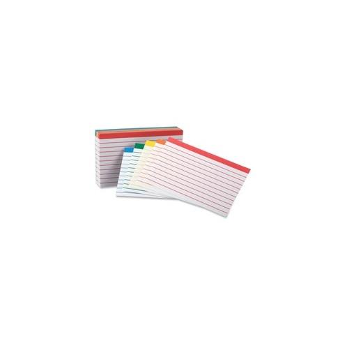 Oxford Color Coded Bar Ruling Index Cards - 100 Sheets - Front Ruling Surface - 3" x 5" - Acid-free - 100 / Pack