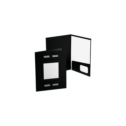 Oxford LaserView Imperial Bus Single Pocket Folders - Letter - 8 1/2" x 11" Sheet Size - 2 Pocket(s) - Black - Recycled - 10 / Pack