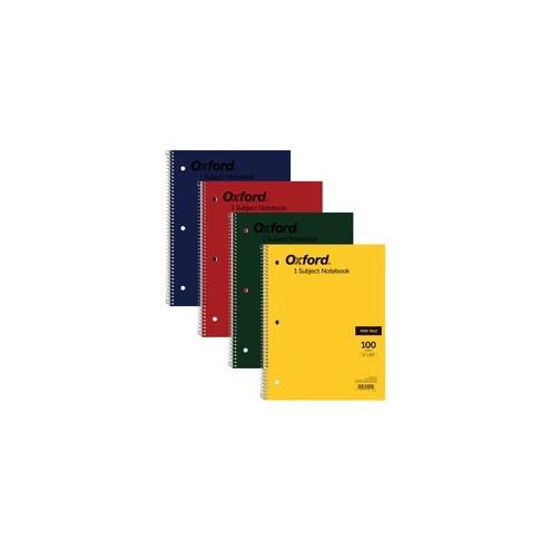 TOPS Oxford Bright Primary Color Wirebound Notebook - Letter - 100 Sheets - Wire Bound - Ruled - 15 lb Basis Weight - 8 1/2" x 11" - White Paper - Assorted Cover - Rigid - 1Each
