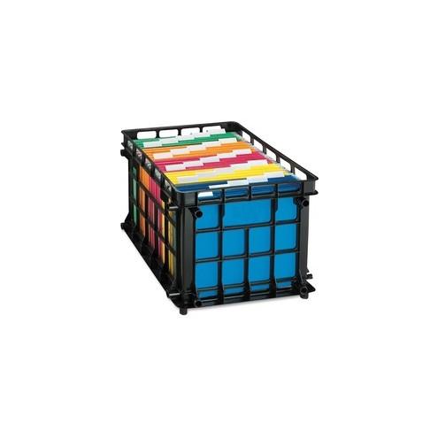 Pendaflex Oxford Stackable File Crate - External Dimensions: 14.5" Width x 17.5" Depth x 11.5"Height - Media Size Supported: Legal, Letter - Stackable - Plastic - Black - For File - 1 Each