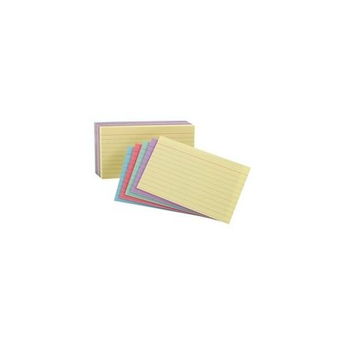 Oxford Printable Index Card - 10% Recycled - 4" x 6" - 100 / Pack - Cherry, Blue, Green, Canary, Violet