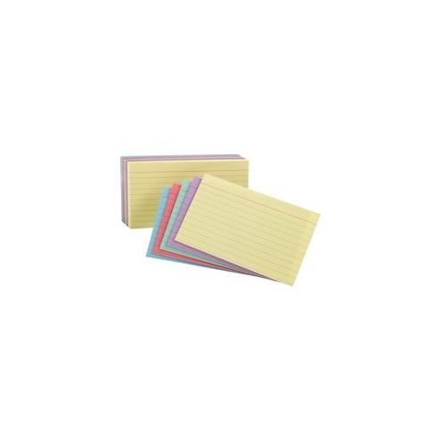 Oxford Ruled Index Cards - 5" x 8" - 100 / Pack - Cherry, Blue, Green, Canary, Violet