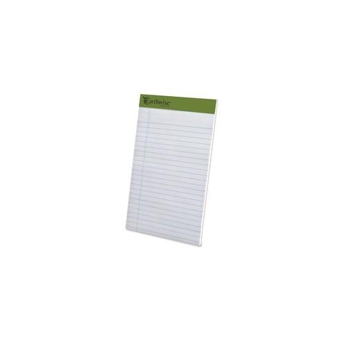 Ampad EnviroTech Recycled Legal Pad - 40 Sheets - Both Side Ruling Surface - 0.28" Ruled - 20 lb Basis Weight - 5" x 8" - White Paper - Micro Perforated, Easy Tear - Recycled - 6 / Pack