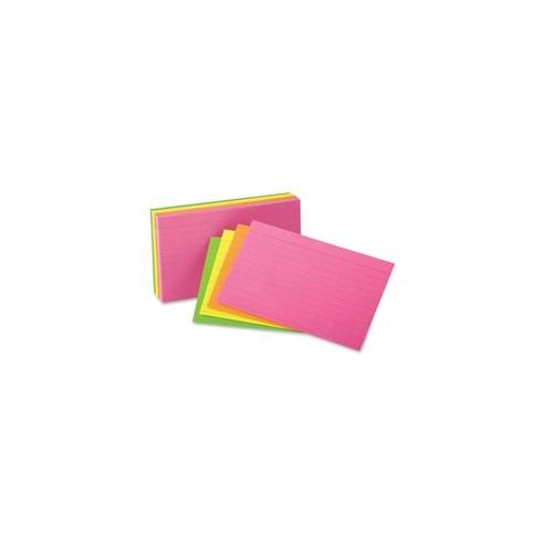 Oxford Printable Index Card - 10% Recycled - 3" x 5" - 100 / Pack - Orange, Yellow, Pink, Orange