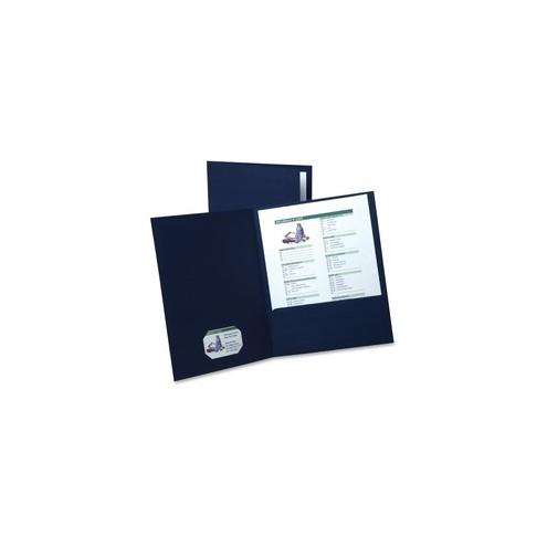 Oxford Executive Twin Pocket Portfolios - Letter - 8 1/2" x 11" Sheet Size - 2 Internal Pocket(s) - Linen - Navy Blue - Recycled - 5 / Pack
