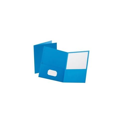 Oxford Twin Pocket Letter-size Folders - Letter - 8 1/2" x 11" Sheet Size - 100 Sheet Capacity - 2 Internal Pocket(s) - Leatherette Paper - Light Blue - Recycled - 25 / Box