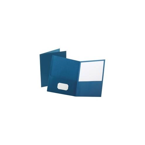 Oxford Twin Pocket Letter-size Folders - Letter - 8 1/2" x 11" Sheet Size - 100 Sheet Capacity - 2 Internal Pocket(s) - Leatherette Paper - Blue - Recycled - 25 / Box