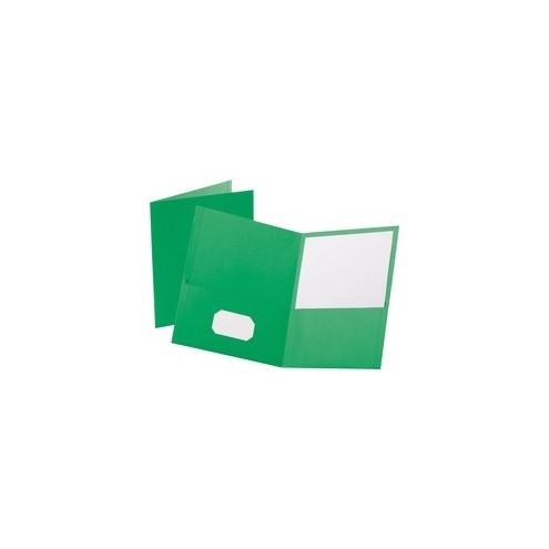 Oxford Twin Pocket Letter-size Folders - Letter - 8 1/2" x 11" Sheet Size - 100 Sheet Capacity - 2 Internal Pocket(s) - Leatherette Paper - Light Green - Recycled - 25 / Box