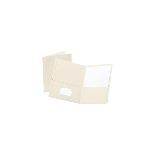 Oxford Twin Pocket Letter-size Folders - Letter - 8 1/2" x 11" Sheet Size - 100 Sheet Capacity - 2 Internal Pocket(s) - Leatherette Paper - White - Recycled - 25 / Box