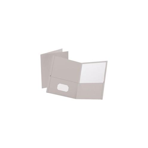 Oxford Twin Pocket Letter-size Folders - Letter - 8 1/2" x 11" Sheet Size - 100 Sheet Capacity - 2 Internal Pocket(s) - Leatherette Paper - Gray - Recycled