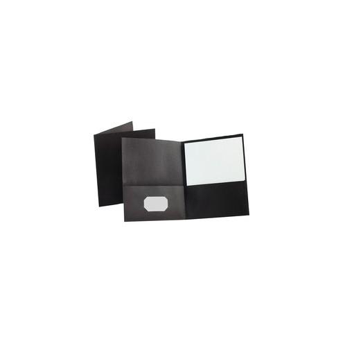 Oxford Twin Pocket Letter-size Folders - Letter - 8 1/2" x 11" Sheet Size - 100 Sheet Capacity - 2 Internal Pocket(s) - Leatherette Paper - Black - Recycled - 25 / Box