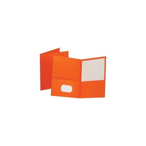 Oxford Twin Pocket Letter-size Folders - Letter - 8 1/2" x 11" Sheet Size - 100 Sheet Capacity - 2 Internal Pocket(s) - Leatherette Paper - Orange - Recycled - 25 / Box