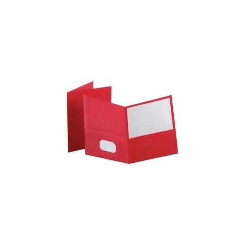 Oxford Twin Pocket Letter-size Folders - Letter - 8 1/2" x 11" Sheet Size - 100 Sheet Capacity - 2 Internal Pocket(s) - Leatherette Paper - Red - Recycled - 25 / Box