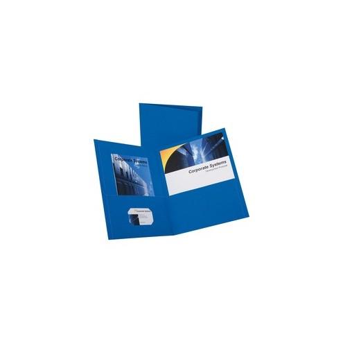 Oxford Twin Pocket Letter-size Folders - Letter - 8 1/2" x 11" Sheet Size - 100 Sheet Capacity - 2 Inside Front & Back Pocket(s) - Leatherette Paper - Royal Blue - Recycled - 25 / Box