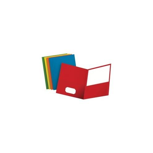 Oxford Twin Pocket Letter-size Folders - Letter - 8 1/2" x 11" Sheet Size - 100 Sheet Capacity - 2 Internal Pocket(s) - Leatherette Paper - Blue, Green, Yellow, Orange, Red - Recycled - 25 / Box