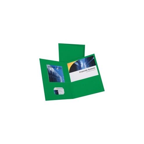 Oxford Twin Pocket Letter-size Folders - Letter - 8 1/2" x 11" Sheet Size - 2 Internal Pocket(s) - Leatherette Paper - Hunter Green - Recycled - 25 / Box